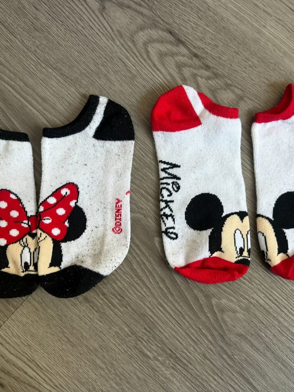Women's Disney Mickey and Minnie Mouse Red, White, & Black Socks